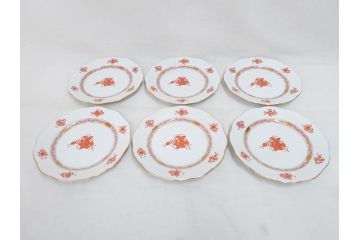ヘレンド　ハンガリー　HEREND HVNGARY　アポニー・オレンジ　洗練されたデザインが食卓に華やぎをもたらすプレート6枚セット(HUNGARY、洋食器、皿)(R-072287)