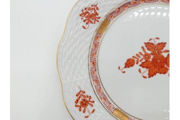 ヘレンド　ハンガリー　HEREND HVNGARY　アポニー・オレンジ　洗練されたデザインが食卓に華やぎをもたらすプレート6枚セット(HUNGARY、洋食器、皿)(R-072287)