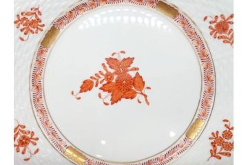 ヘレンド　ハンガリー　HEREND HVNGARY　アポニー・オレンジ　洗練されたデザインが食卓に華やぎをもたらすプレート6枚セット(HUNGARY、洋食器、皿)(R-072287)