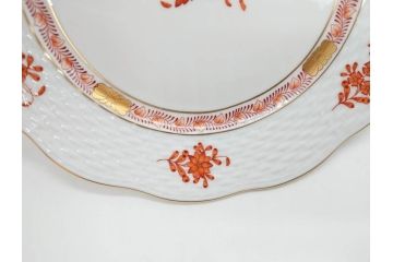 ヘレンド　ハンガリー　HEREND HVNGARY　アポニー・オレンジ　洗練されたデザインが食卓に華やぎをもたらすプレート6枚セット(HUNGARY、洋食器、皿)(R-072287)