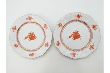 ヘレンド　ハンガリー　HEREND HVNGARY　アポニー・オレンジ　洗練されたデザインが食卓に華やぎをもたらすプレート6枚セット(HUNGARY、洋食器、皿)(R-072287)