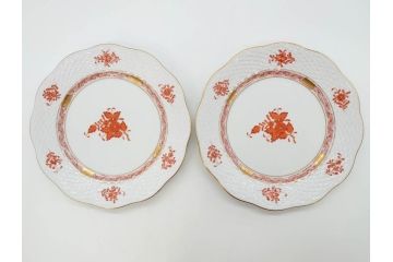 ヘレンド　ハンガリー　HEREND HVNGARY　アポニー・オレンジ　洗練されたデザインが食卓に華やぎをもたらすプレート6枚セット(HUNGARY、洋食器、皿)(R-072287)