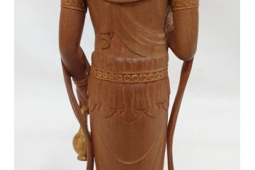 昭和　観世音菩薩　木彫　金彩　彩絵　細かい所までつくり込まれた仏像(加賀向正運?、置物、オブジェ、観音像、共箱付き)(R-072290)