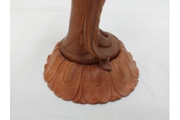 昭和　観世音菩薩　木彫　金彩　彩絵　細かい所までつくり込まれた仏像(加賀向正運?、置物、オブジェ、観音像、共箱付き)(R-072290)