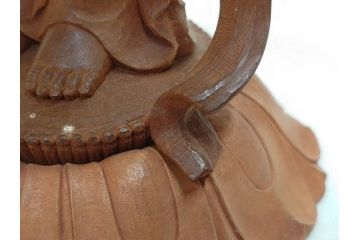 昭和　観世音菩薩　木彫　金彩　彩絵　細かい所までつくり込まれた仏像(加賀向正運?、置物、オブジェ、観音像、共箱付き)(R-072290)