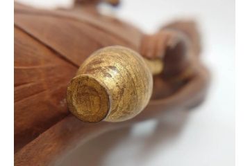 昭和　観世音菩薩　木彫　金彩　彩絵　細かい所までつくり込まれた仏像(加賀向正運?、置物、オブジェ、観音像、共箱付き)(R-072290)
