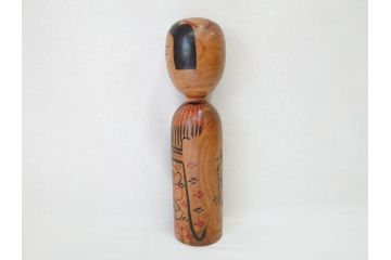 秋田木地山　小椋久太郎　約44cm　約36cm　大小　懐かしい雰囲気を醸し出すこけし2体セット(郷土人形玩具、伝統工芸、民芸品、置物、木彫)(R-072292)
