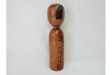 秋田木地山　小椋久太郎　約44cm　約36cm　大小　懐かしい雰囲気を醸し出すこけし2体セット(郷土人形玩具、伝統工芸、民芸品、置物、木彫)(R-072292)