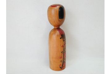 秋田木地山　小椋久太郎　約44cm　約36cm　大小　懐かしい雰囲気を醸し出すこけし2体セット(郷土人形玩具、伝統工芸、民芸品、置物、木彫)(R-072292)