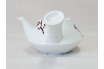 香蘭社　染錦　磁藝工房謹製　丁寧に絵付けされた鮮やかな花たちがアクセントになる茶器セット(茶器揃、急須、湯呑み5客、湯のみ、茶道具、和食器、共箱付き、磁芸工房)(R-072302)