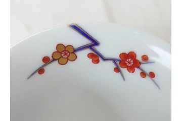 香蘭社　染錦　磁藝工房謹製　丁寧に絵付けされた鮮やかな花たちがアクセントになる茶器セット(茶器揃、急須、湯呑み5客、湯のみ、茶道具、和食器、共箱付き、磁芸工房)(R-072302)