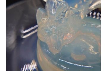 1926年　ルネ・ラリック(R.LALIQUE)　キツネ　オパルセントガラス　手彫りで作られた意匠が美しいピントレイ(ギャルリーオルフェ(GALERIE ORPHEE)、灰皿、オブジェ、アクセサリートレイ、箱付き)(R-072305)