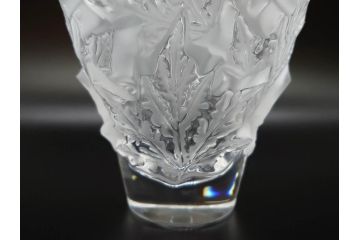 フランス　LALIQUE(ラリック)　シャンゼリゼ　クリスタル　繊細なデザインが輝きを放つフラワーベース(花瓶、花入、花器、ガラス、箱付き)(R-072308)