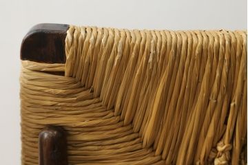 和製ビンテージ　松本民芸家具　ナラ材　アジアンテイストのお部屋におすすめなラッシチェア2脚セット(低椅子、ラウンジチェア、ダイニングチェア、椅子、イス、ヴィンテージ)(R-072327)