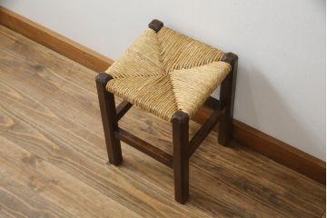 和製ビンテージ　松本民芸家具　アジアンテイストの空間づくりにおすすめのラッシスツール(椅子、イス、ヴィンテージ)(R-072332)