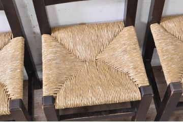 和製ビンテージ　松本民芸家具　アジアンテイストのお部屋におすすめのシンプルでお洒落なラッシチェア4脚セット(ダイニングチェア、椅子、イス、ヴィンテージ、バラ売り可能)(R-072334)