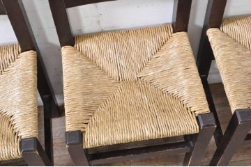 和製ビンテージ　松本民芸家具　アジアンテイストのお部屋におすすめのシンプルでお洒落なラッシチェア4脚セット(ダイニングチェア、椅子、イス、ヴィンテージ)(R-072335)