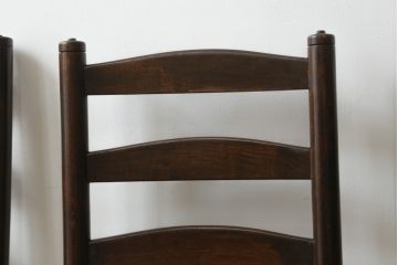 和製ビンテージ　松本民芸家具　ラダーバックがお洒落なラッシチェア4脚セット(ダイニングチェア、椅子、イス、ヴィンテージ)(R-072337)