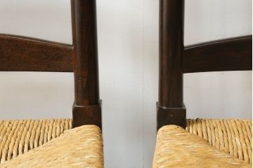 和製ビンテージ　松本民芸家具　ラダーバックがお洒落なラッシチェア4脚セット(ダイニングチェア、椅子、イス、ヴィンテージ)(R-072337)