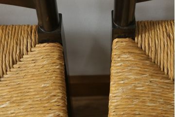 和製ビンテージ　松本民芸家具　ラダーバックがお洒落なラッシチェア4脚セット(ダイニングチェア、椅子、イス、ヴィンテージ)(R-072337)