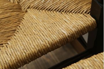 和製ビンテージ　松本民芸家具　ラダーバックがお洒落なラッシチェア4脚セット(ダイニングチェア、椅子、イス、ヴィンテージ)(R-072337)