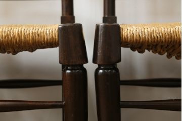 和製ビンテージ　松本民芸家具　ラダーバックがお洒落なラッシチェア4脚セット(ダイニングチェア、椅子、イス、ヴィンテージ)(R-072337)
