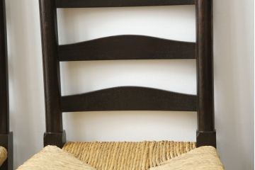 和製ビンテージ　松本民芸家具　ラダーバックがお洒落なラッシチェア4脚セット(ダイニングチェア、椅子、イス、ヴィンテージ)(R-072338)