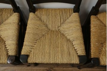和製ビンテージ　松本民芸家具　ラダーバックがお洒落なラッシチェア4脚セット(ダイニングチェア、椅子、イス、ヴィンテージ)(R-072338)