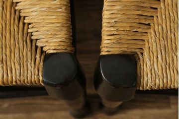 和製ビンテージ　松本民芸家具　ラダーバックがお洒落なラッシチェア4脚セット(ダイニングチェア、椅子、イス、ヴィンテージ)(R-072338)