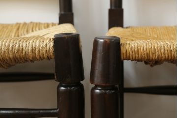 和製ビンテージ　松本民芸家具　ラダーバックがお洒落なラッシチェア4脚セット(ダイニングチェア、椅子、イス、ヴィンテージ)(R-072338)