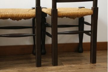 和製ビンテージ　松本民芸家具　ラダーバックがお洒落なラッシチェア4脚セット(ダイニングチェア、椅子、イス、ヴィンテージ)(R-072338)