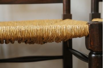 和製ビンテージ　松本民芸家具　ラダーバックがお洒落なラッシチェア4脚セット(ダイニングチェア、椅子、イス、ヴィンテージ)(R-072339)