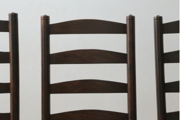 和製ビンテージ　松本民芸家具　ラダーバックがお洒落なラッシチェア4脚セット(ダイニングチェア、椅子、イス、ヴィンテージ)(R-072339)
