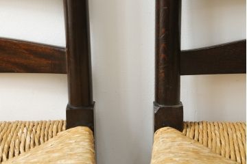 和製ビンテージ　松本民芸家具　ラダーバックがお洒落なラッシチェア4脚セット(ダイニングチェア、椅子、イス、ヴィンテージ)(R-072340)