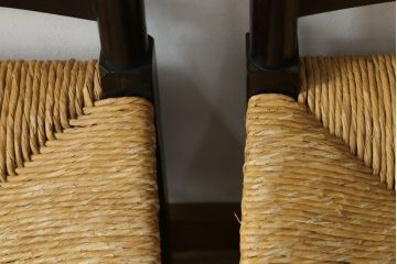 和製ビンテージ　松本民芸家具　ラダーバックがお洒落なラッシチェア4脚セット(ダイニングチェア、椅子、イス、ヴィンテージ)(R-072340)