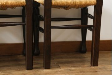 和製ビンテージ　松本民芸家具　ラダーバックがお洒落なラッシチェア4脚セット(ダイニングチェア、椅子、イス、ヴィンテージ)(R-072340)