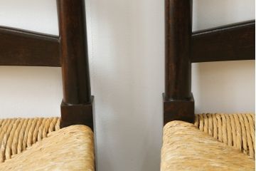 和製ビンテージ　松本民芸家具　ラダーバックがお洒落なラッシチェア4脚セット(ダイニングチェア、椅子、イス、ヴィンテージ)(R-072341)