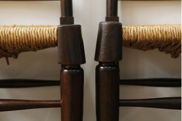 和製ビンテージ　松本民芸家具　ラダーバックがお洒落なラッシチェア4脚セット(ダイニングチェア、椅子、イス、ヴィンテージ)(R-072341)
