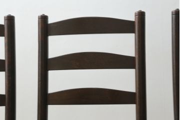 和製ビンテージ　松本民芸家具　ラダーバックがお洒落なラッシチェア4脚セット(ダイニングチェア、椅子、イス、ヴィンテージ)(R-072341)