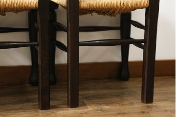 和製ビンテージ　松本民芸家具　ラダーバックがお洒落なラッシチェア4脚セット(ダイニングチェア、椅子、イス、ヴィンテージ)(R-072341)
