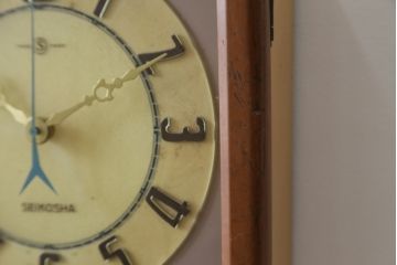 和製アンティーク　精工舎(SEIKOSHA、セイコー)　TRADE(S)MARK　TRANSISTOR CLOCK(トランジスタクロック)　昭和レトロ　スケルトンデザインがおしゃれな掛け時計(柱時計、古時計、振り子時計)(R-072343)
