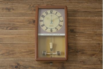 和製アンティーク　精工舎(SEIKOSHA、セイコー)　TRADE(S)MARK　TRANSISTOR CLOCK(トランジスタクロック)　昭和レトロ　スケルトンデザインがおしゃれな掛け時計(柱時計、古時計、振り子時計)(R-072343)