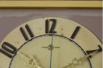 和製アンティーク　精工舎(SEIKOSHA、セイコー)　TRADE(S)MARK　TRANSISTOR CLOCK(トランジスタクロック)　昭和レトロ　スケルトンデザインがおしゃれな掛け時計(柱時計、古時計、振り子時計)(R-072343)