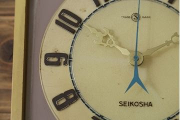 和製アンティーク　精工舎(SEIKOSHA、セイコー)　TRADE(S)MARK　TRANSISTOR CLOCK(トランジスタクロック)　昭和レトロ　スケルトンデザインがおしゃれな掛け時計(柱時計、古時計、振り子時計)(R-072343)