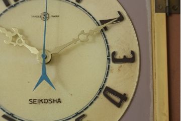 和製アンティーク　精工舎(SEIKOSHA、セイコー)　TRADE(S)MARK　TRANSISTOR CLOCK(トランジスタクロック)　昭和レトロ　スケルトンデザインがおしゃれな掛け時計(柱時計、古時計、振り子時計)(R-072343)