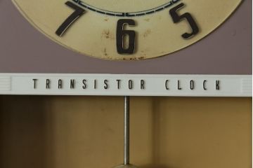 和製アンティーク　精工舎(SEIKOSHA、セイコー)　TRADE(S)MARK　TRANSISTOR CLOCK(トランジスタクロック)　昭和レトロ　スケルトンデザインがおしゃれな掛け時計(柱時計、古時計、振り子時計)(R-072343)