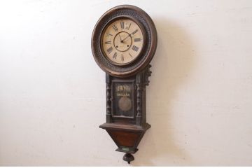 和製アンティーク　精工舎(SEIKOSHA、セイコー)　TOKIO JAPAN　TRADE(S)MARK　8DAY　繊細な彫刻の意匠が素敵な大きい掛け時計(柱時計、古時計、振り子時計)(R-072354)