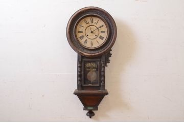 和製アンティーク　精工舎(SEIKOSHA、セイコー)　TOKIO JAPAN　TRADE(S)MARK　8DAY　繊細な彫刻の意匠が素敵な大きい掛け時計(柱時計、古時計、振り子時計)(R-072354)