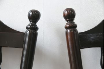 和製ビンテージ　松本民芸家具　#16型スピンドルチェア　ゆったりと座れるダイニングチェア2脚セット(板座チェア、椅子、イス、ヴィンテージ)(定価2脚で約20万円)(R-072368)