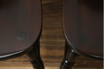 和製ビンテージ　松本民芸家具　#16型スピンドルチェア　ゆったりと座れるダイニングチェア2脚セット(板座チェア、椅子、イス、ヴィンテージ)(定価2脚で約20万円)(R-072368)